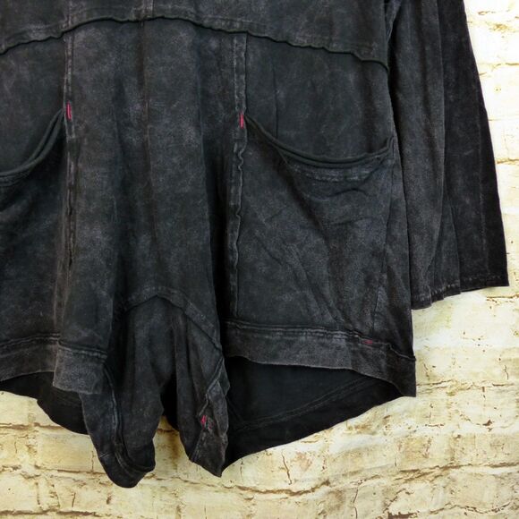 Free People Intimately Just Be Chill Romper Women XS Black Hooded Big Pockets - Picture 9 of 14